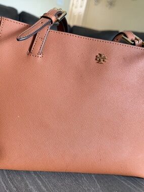 Tory Burch Coral Tote with Gold Logo Hardware